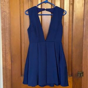 Blue Low Cut Skater Dress